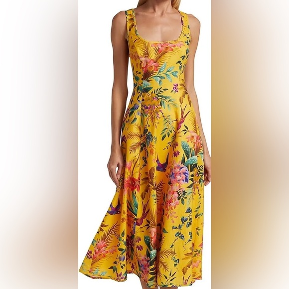 NWT Zimmerman Tropicana Cutout Midi Dress in Mango Floral - Picture 4 of 6